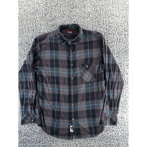 Hawk Plaid Long Sleeve Button Up Shirt Men's Size XL Gray Blue Red Casual‎
